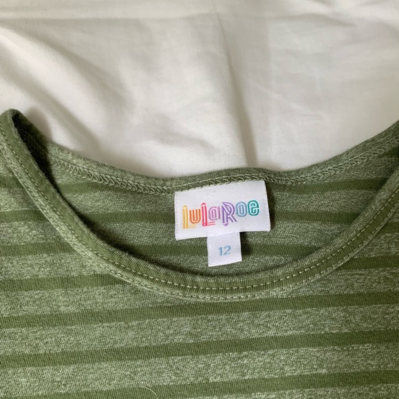 Green Striped LuLaRoe Fitted Tee - Picture 4 of 4